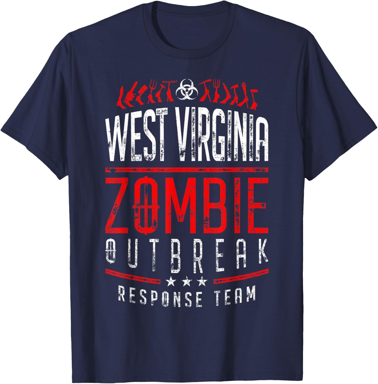 West Virginia Zombie Outbreak Response Team Halloween T-Shirt - T-Shirt | Navy