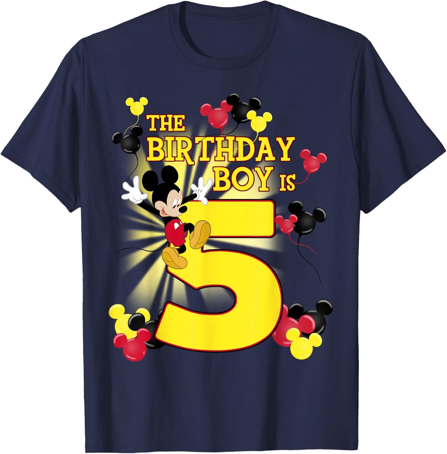 Disney Mickey And Friends Mickey 5th Birthday Boy T-Shirt - T-Shirt | Navy