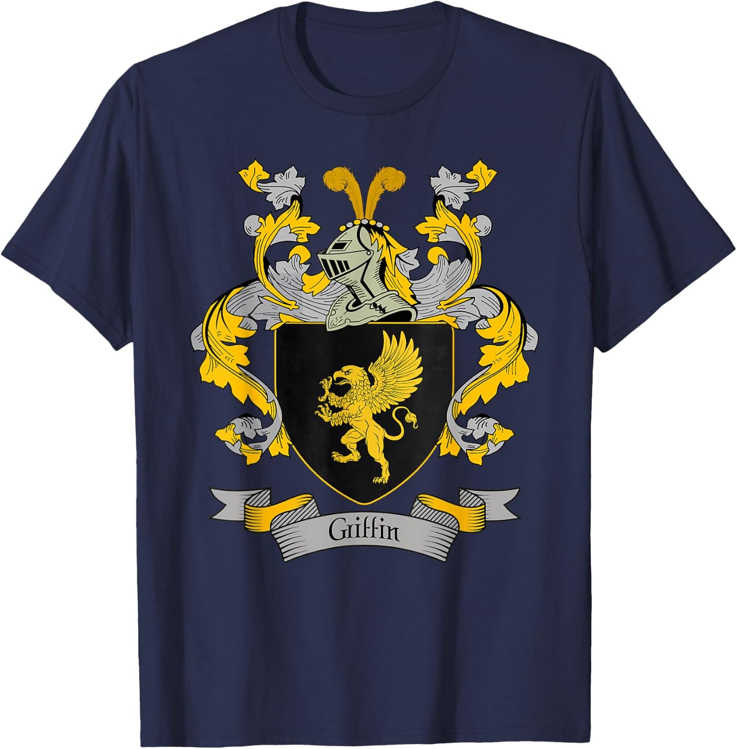 Griffin Coat of Arms | Griffin Surname Family Crest T-Shirt - T-Shirt | Navy