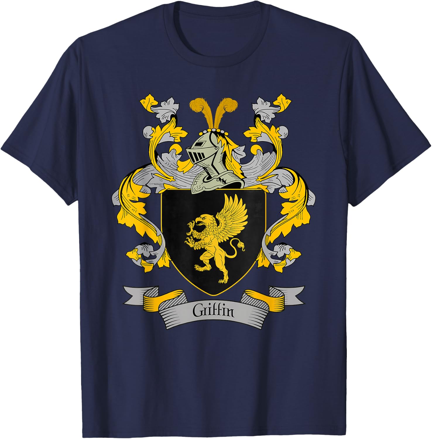 Griffin Coat of Arms | Griffin Surname Family Crest T-Shirt - T-Shirt | Navy