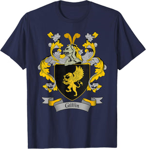 Griffin Coat of Arms | Griffin Surname Family Crest T-Shirt - T-Shirt | Navy