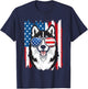 Husky 4th of July Men Siberian Husky Dog Love Owner Huskies T-Shirt - T-Shirt | Navy