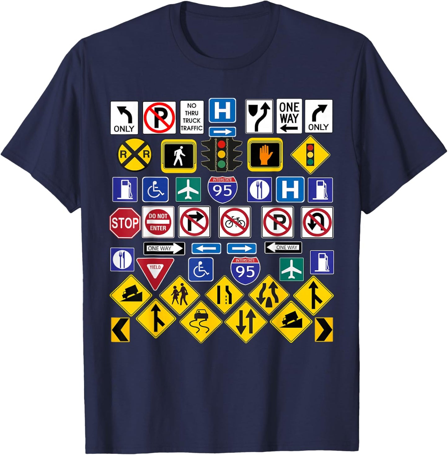 Road Signs, Warning Signs T-Shirt - T-Shirt | Navy