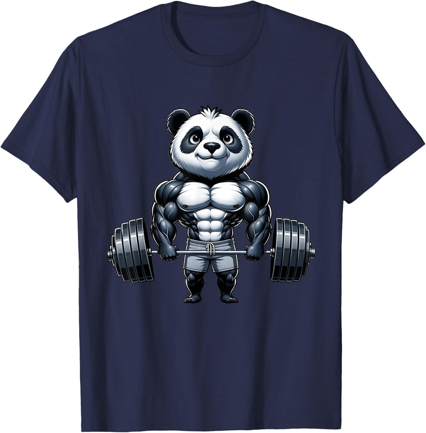 Weightlifting Panda Workout Bodybuilder Fitness Gym Panda T-Shirt - T-Shirt | Navy