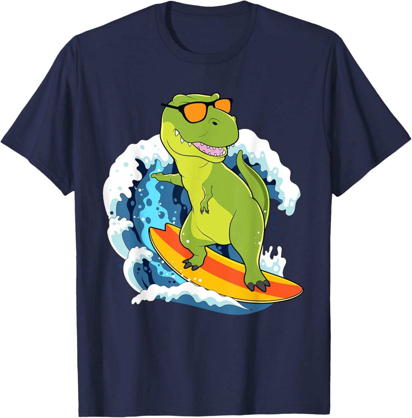 Dinosaur Shirt Funny Hawaii T-Rex Dinosaur Surfing Dino Surf T-Shirt - T-Shirt | Navy