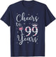 Cheers To 99 Years 1922 99Th Birthday Gift T-Shirt - T-Shirt | Navy