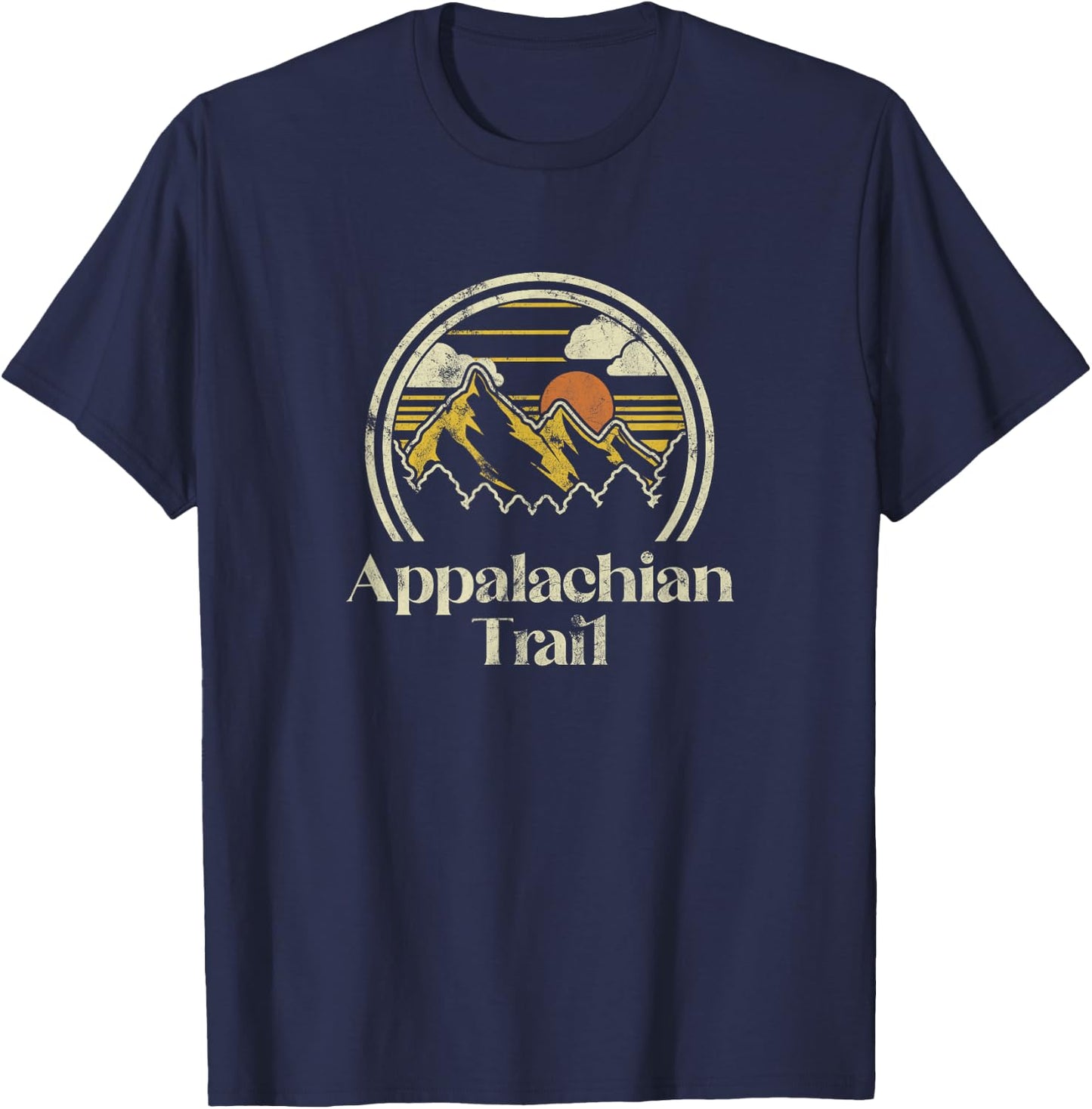 Appalachian Mountains Trail Vintage Hiking Camp Retro , Grey, Small T-Shirt - T-Shirt | Navy