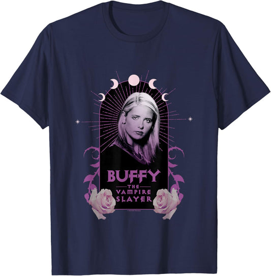 Buffy The Vampire Slayer Boho Style Vintage Buffy Portrait T-Shirt - T-Shirt | Navy