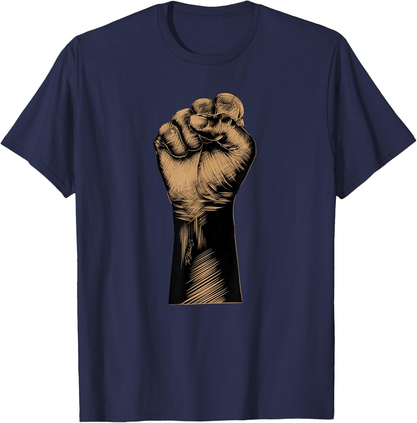 Raised Fist Black Power African American BLM Protest Small T-Shirt - T-Shirt | Navy