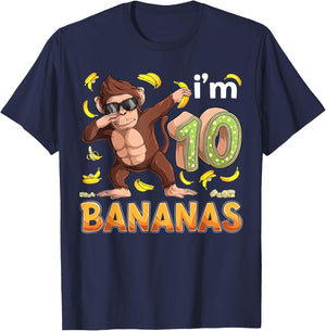 10 Year Old Monkey Birthday Safari Jungle Animal 10th B-day T-Shirt - T-Shirt | Navy