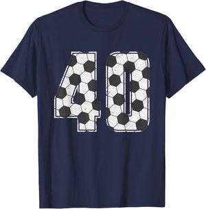 Soccer Player Number 40 Forty Soccer Birthday T-Shirt - T-Shirt | Navy