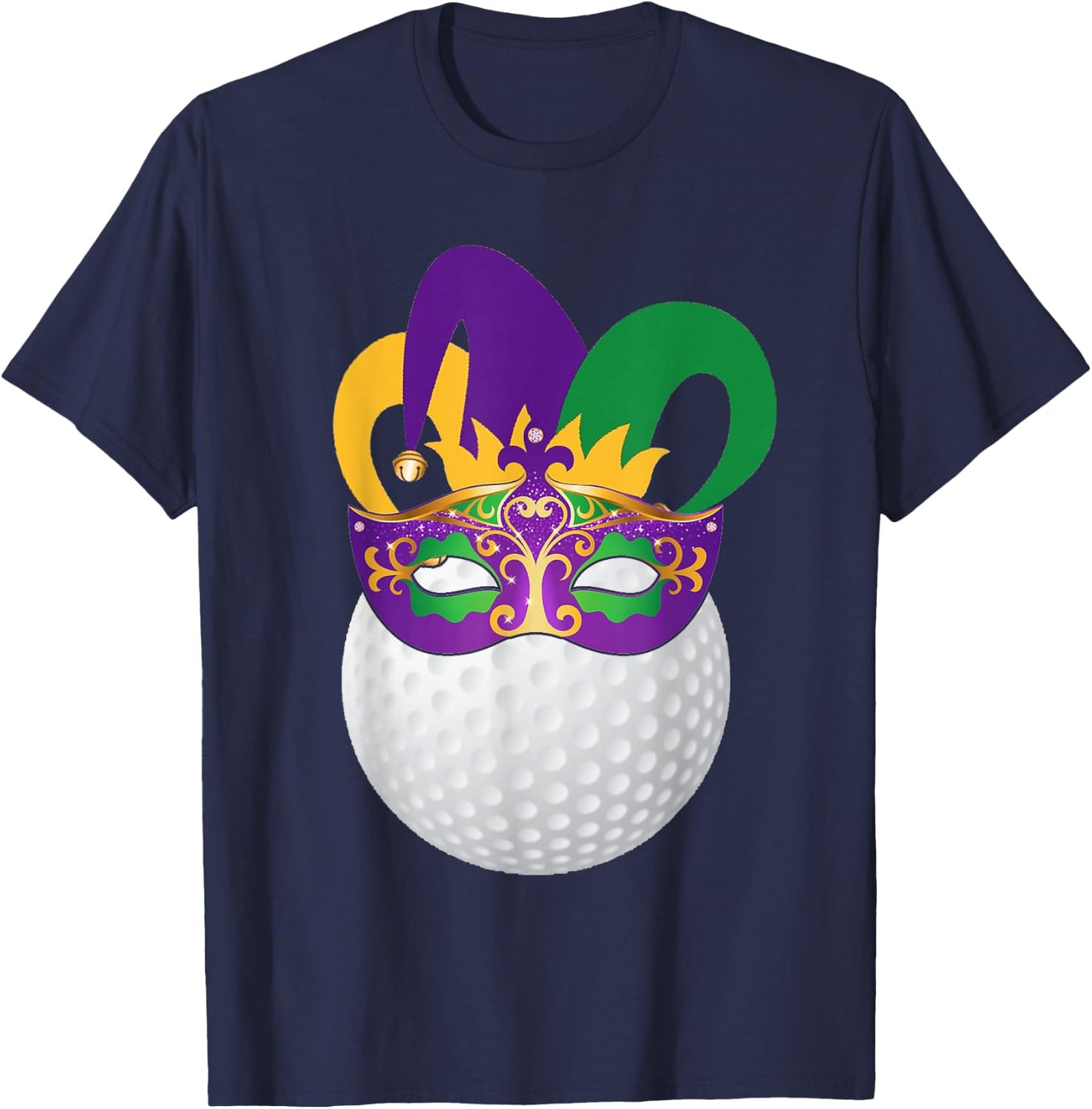Golf Wearing Mardi Gras Carnival Mask Golf Lover T-Shirt - T-Shirt | Navy