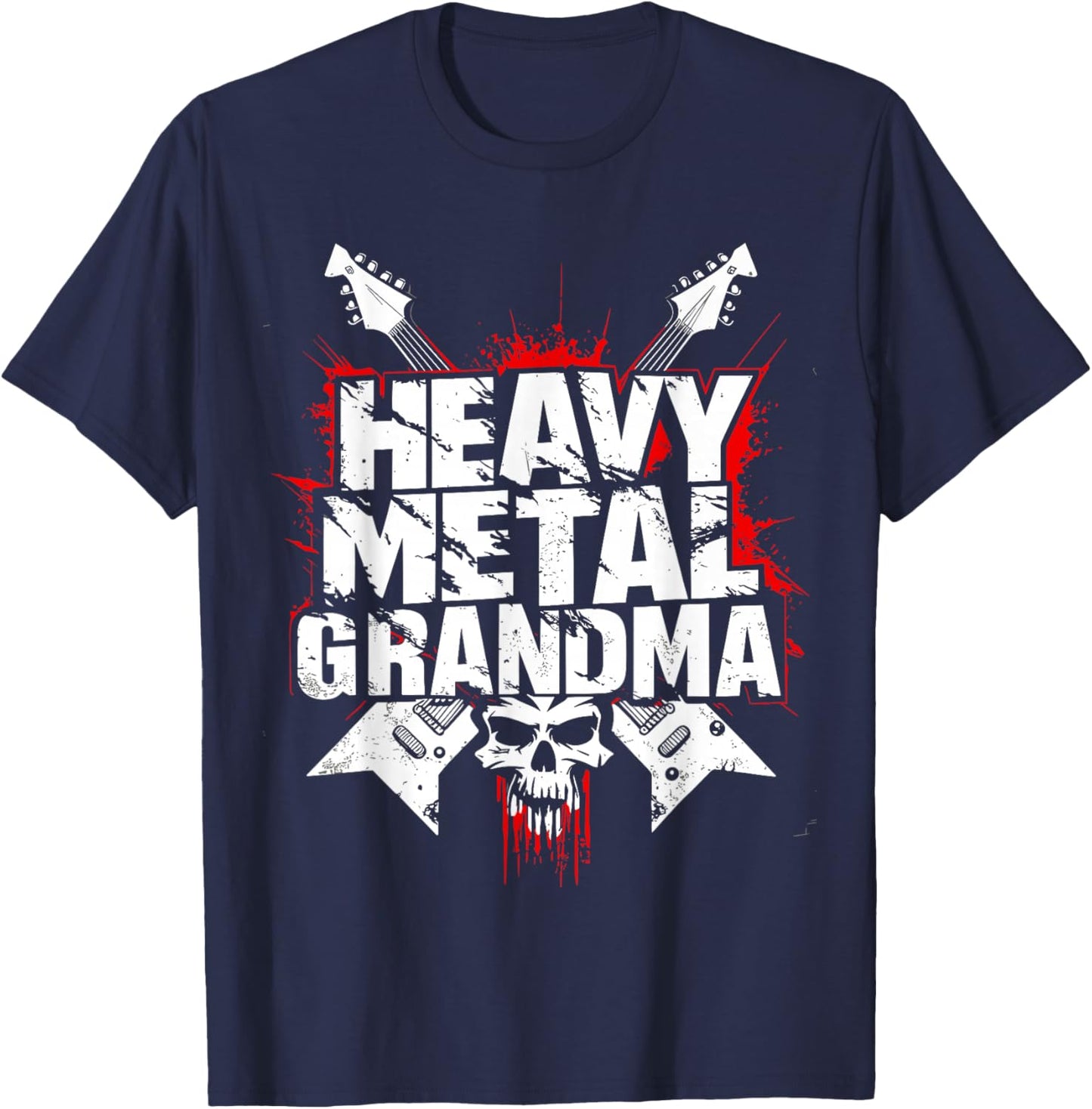 Heavy Metal Grandma - Metalhead Funny Grandmother T-Shirt - T-Shirt | Navy