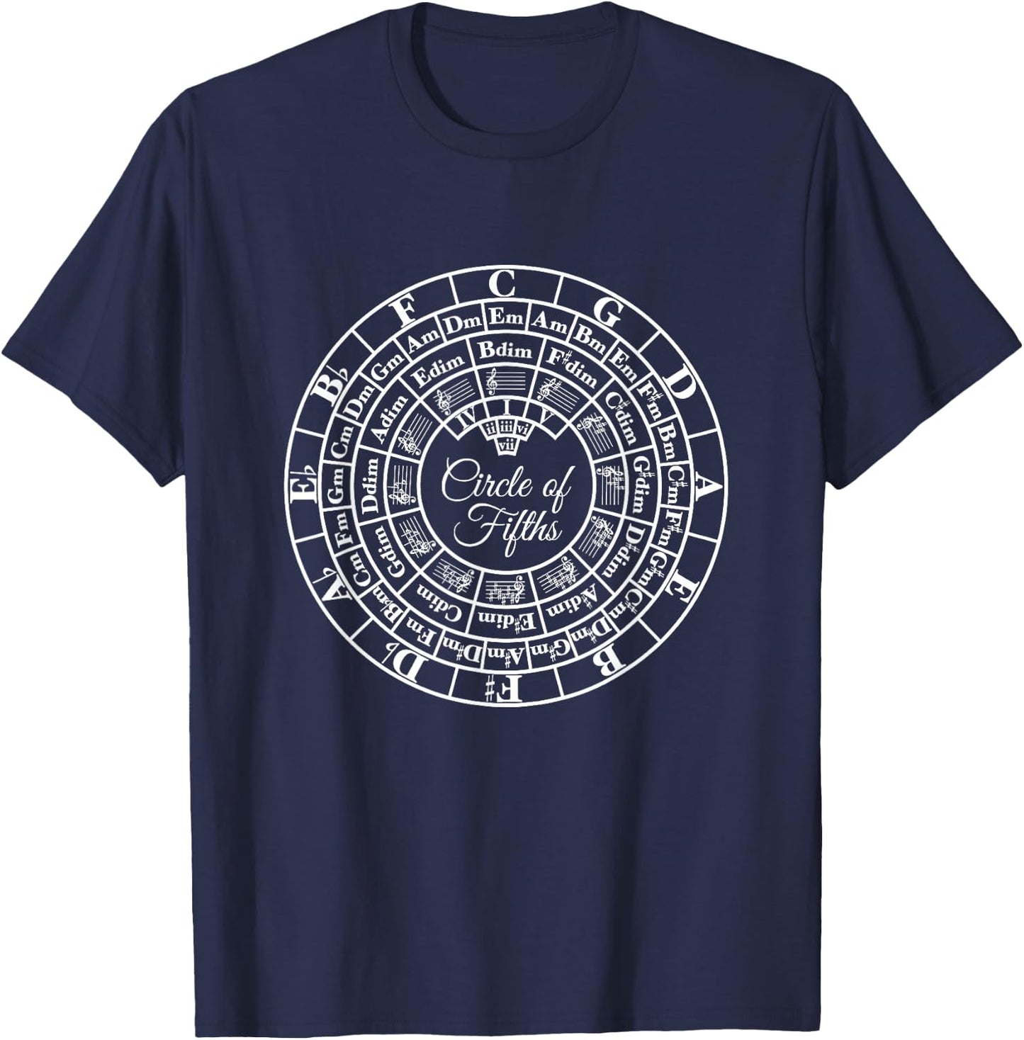 Unique Songwriter Composer Orchestra Band Musician Advanced Music Theory Circle Of Fifths Key Signature Lesson T-Shirt - T-Shirt | Navy
