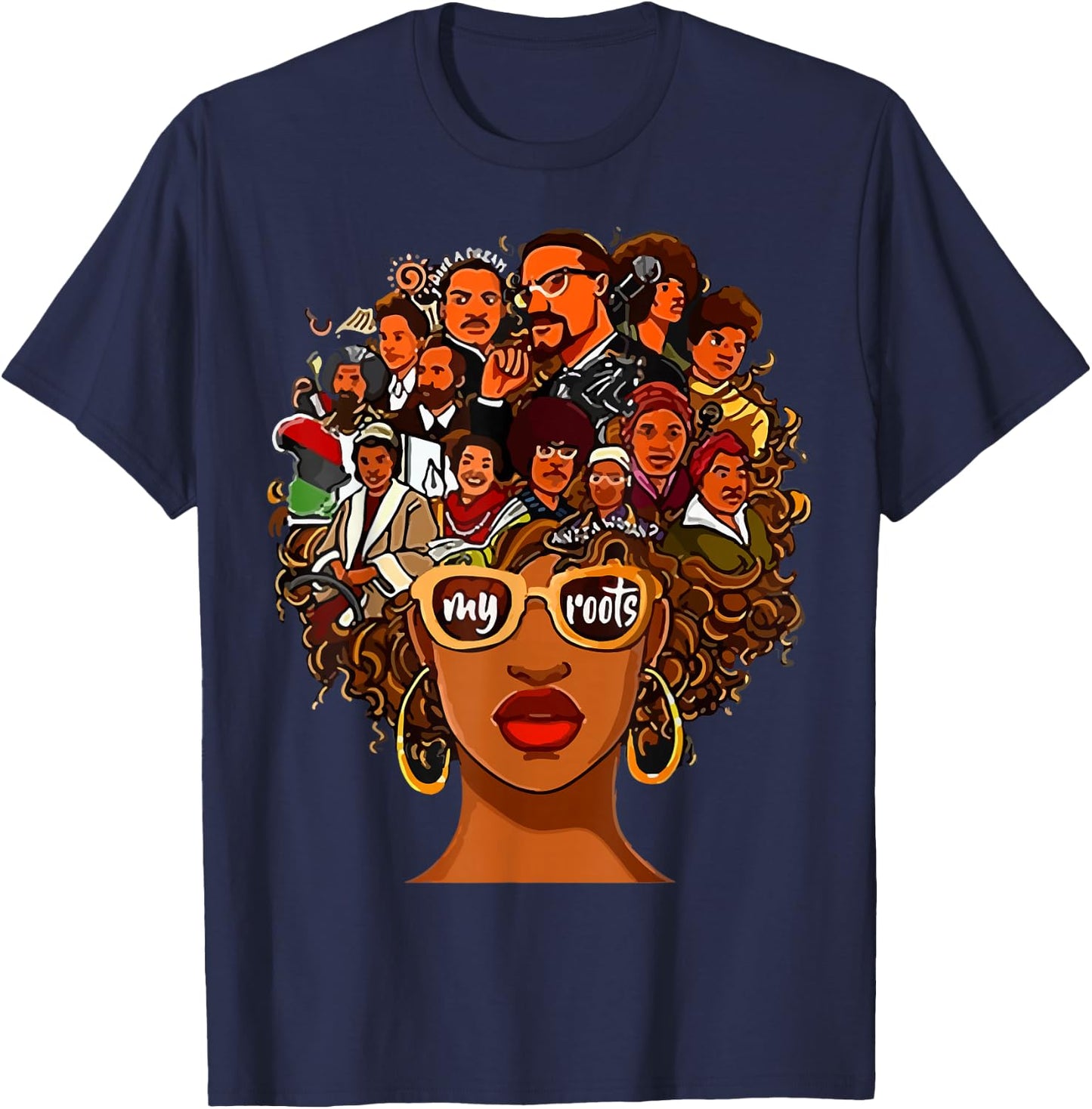 I Love My Roots Back Powerful History Month Pride DNA Gift T-Shirt - T-Shirt | Navy