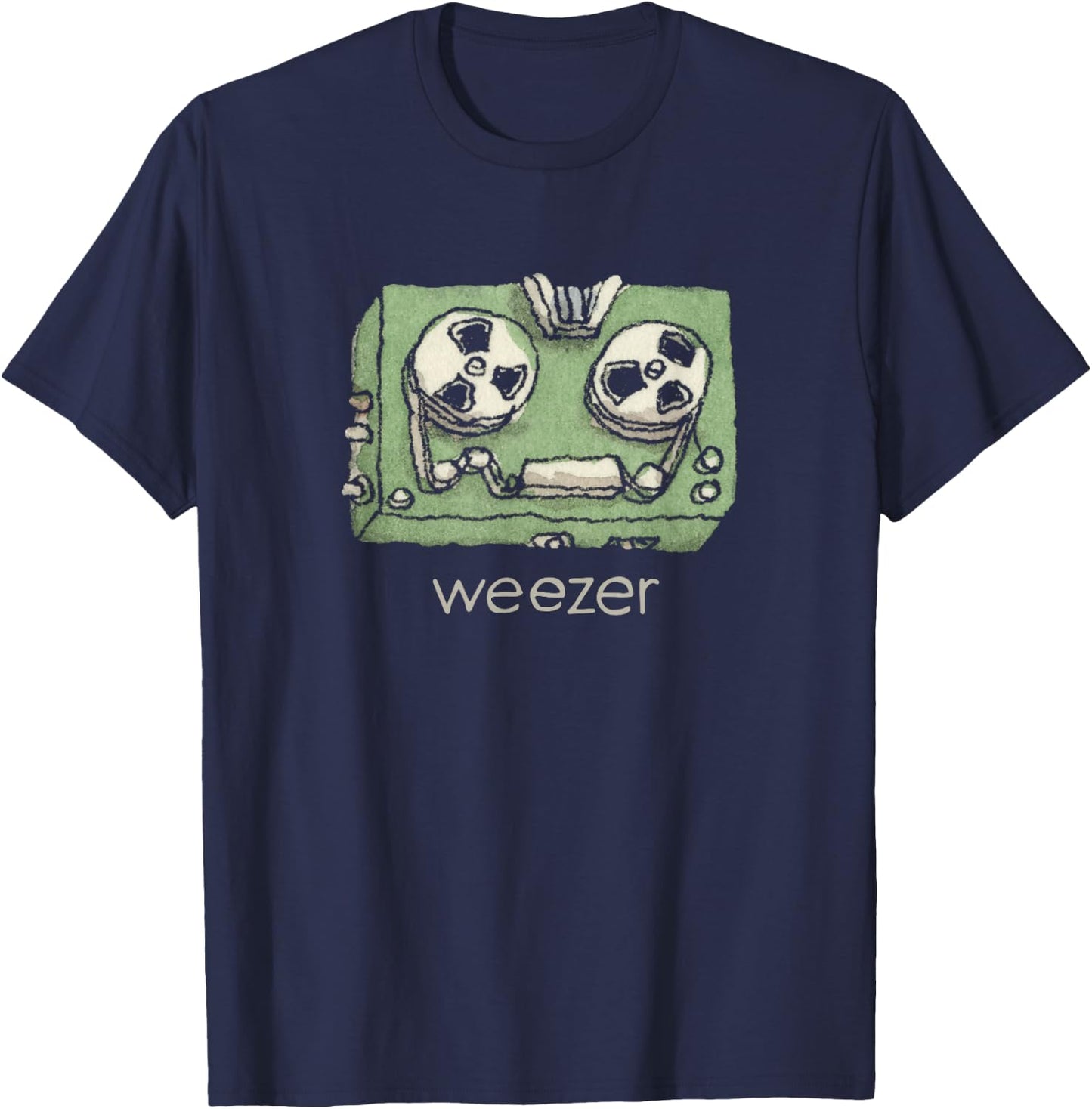 Weezer Black - Small - Short Sleeve - - Modern Letter Print - Official Merchandise T-Shirt - T-Shirt | Navy
