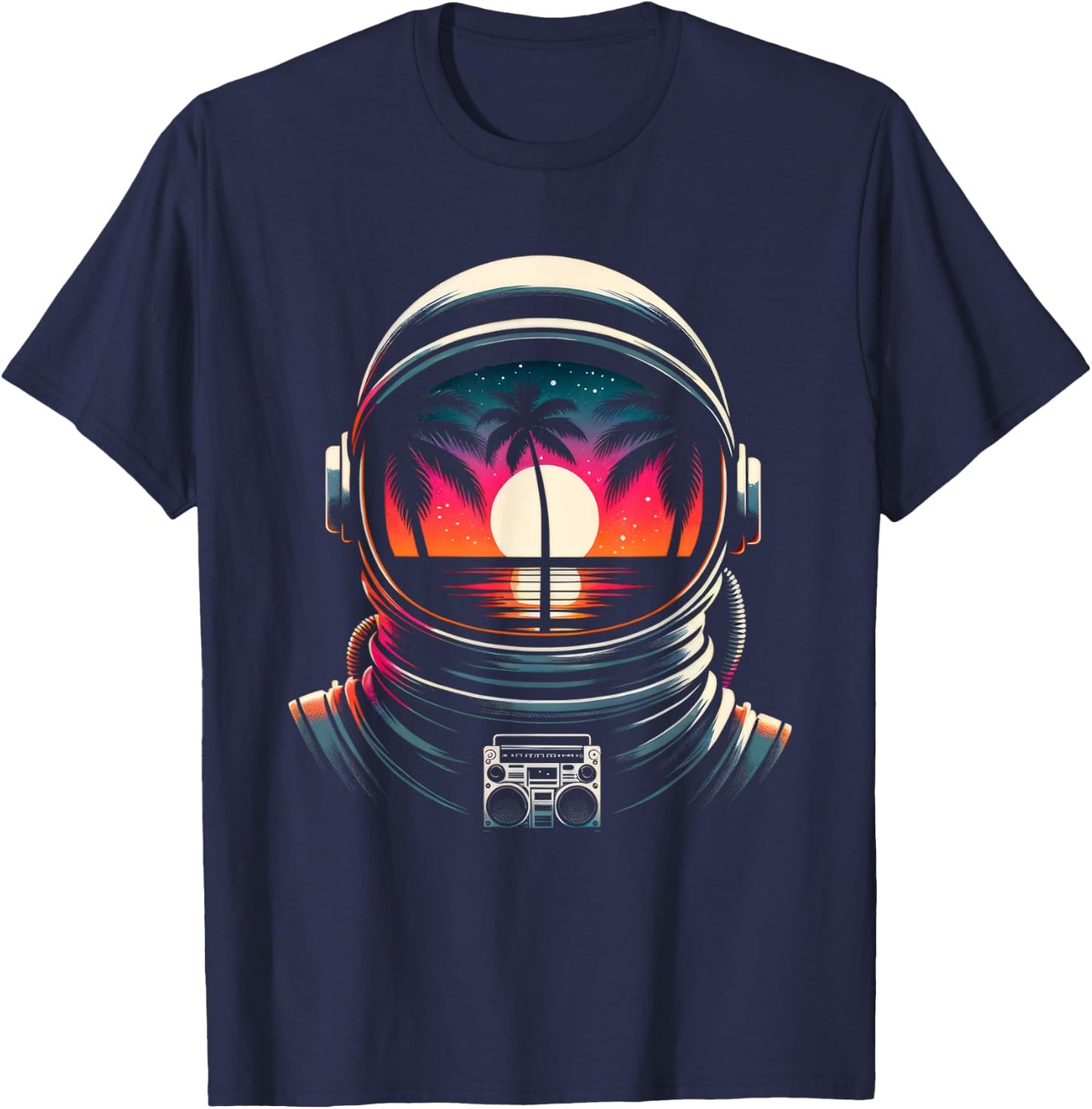 Solitary Astronaut | Men Women (S-6XL) | Graphic T-Shirt - T-Shirt | Navy