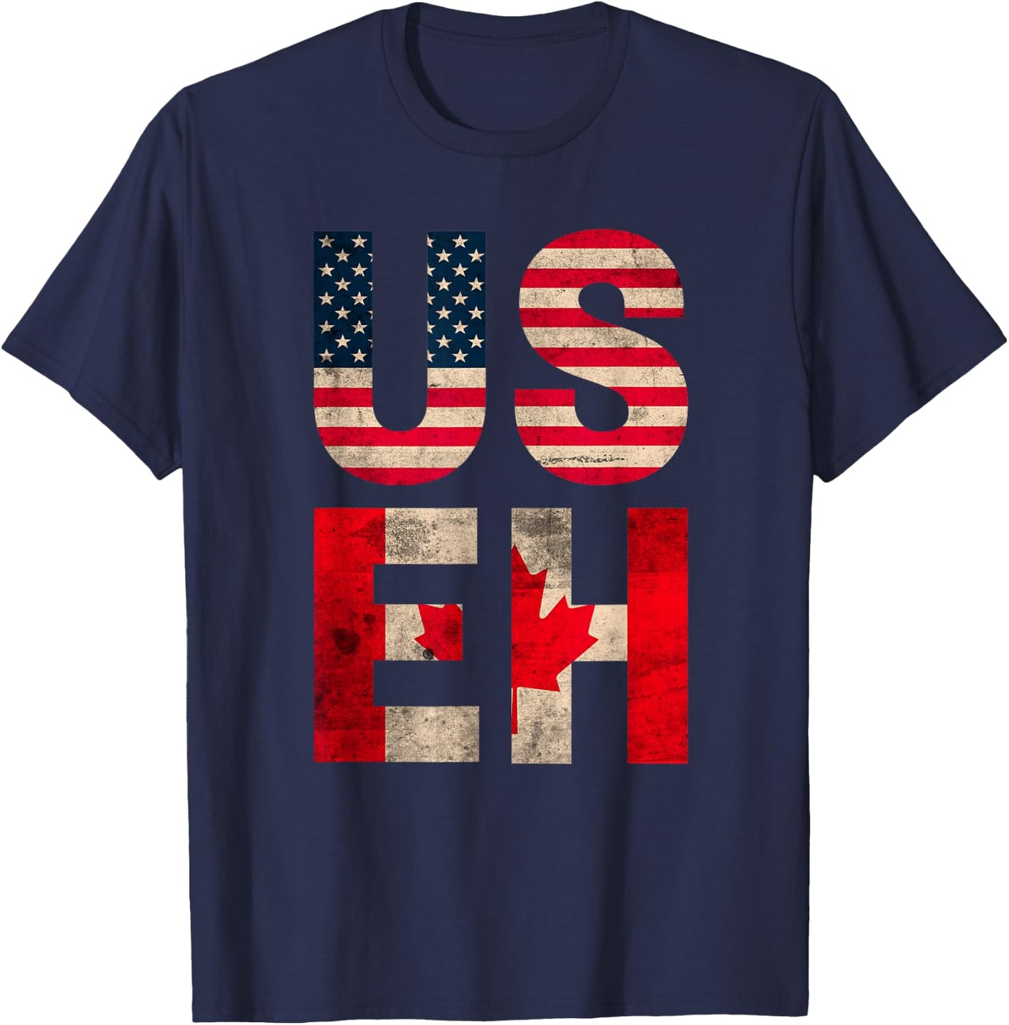 US EH USA CANADA Flag retro vintage men women boys girls kid T-Shirt - T-Shirt | Navy