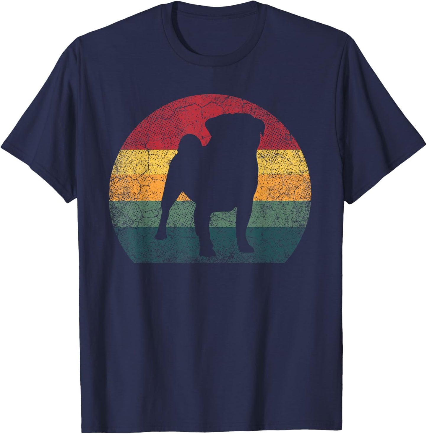 Pug Dog Vintage Distressed Retro Style Men Women Gift T-Shirt - T-Shirt | Navy