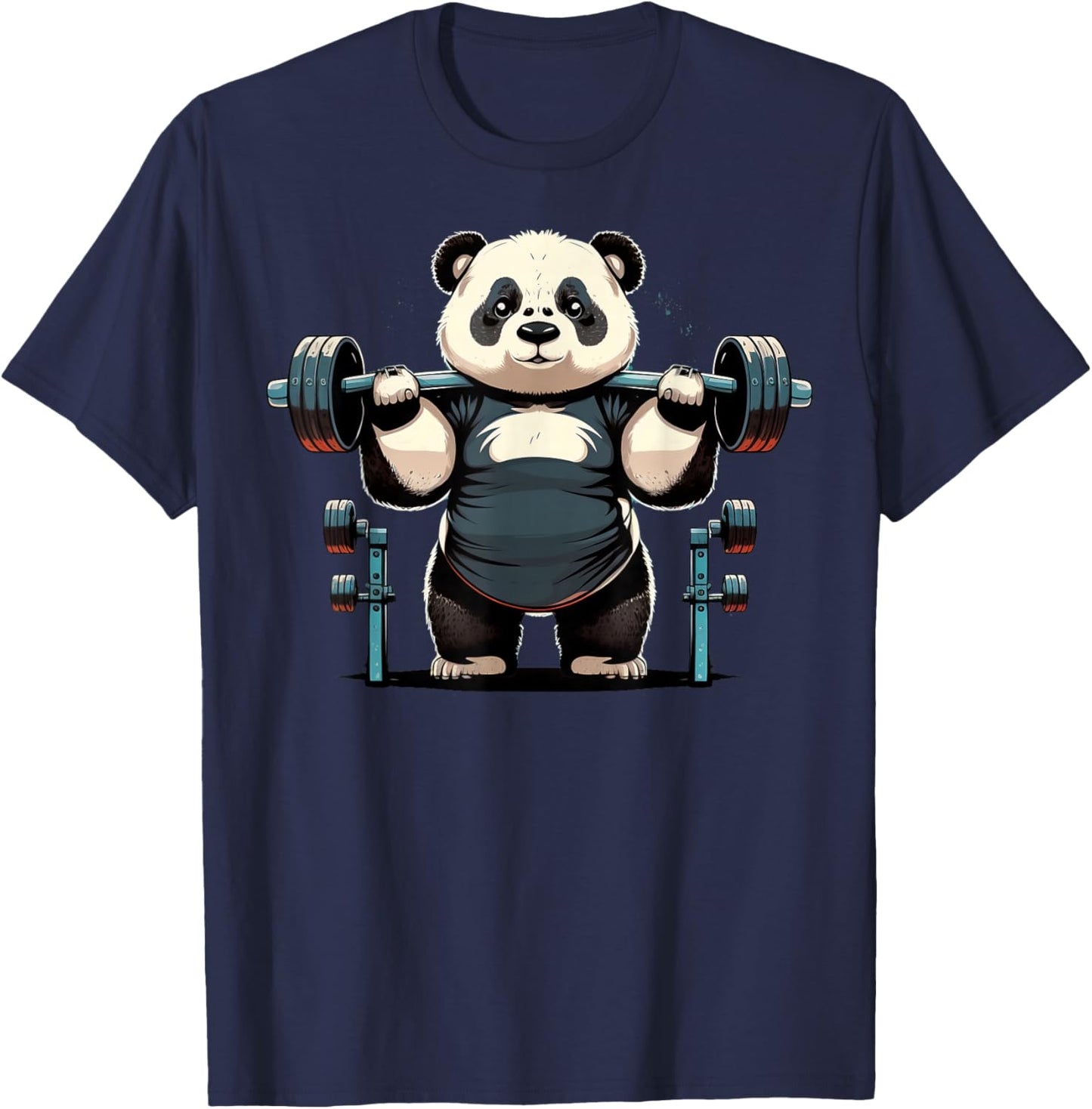 Panda Weightlifting Funny Fitness Gym Panda T-Shirt - T-Shirt | Navy