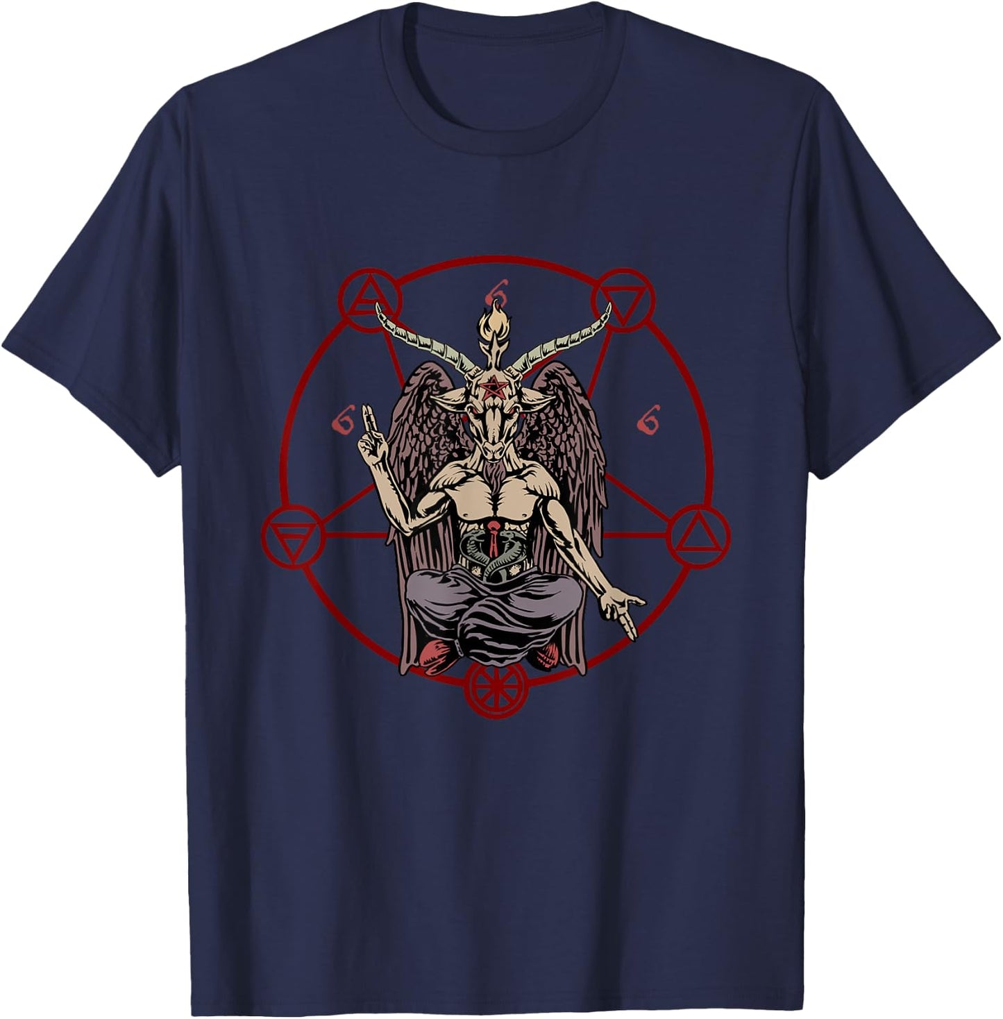 Occult Satanic Shirt Satan Baphomet Pentagram 666 Antichrist T-Shirt - T-Shirt | Navy