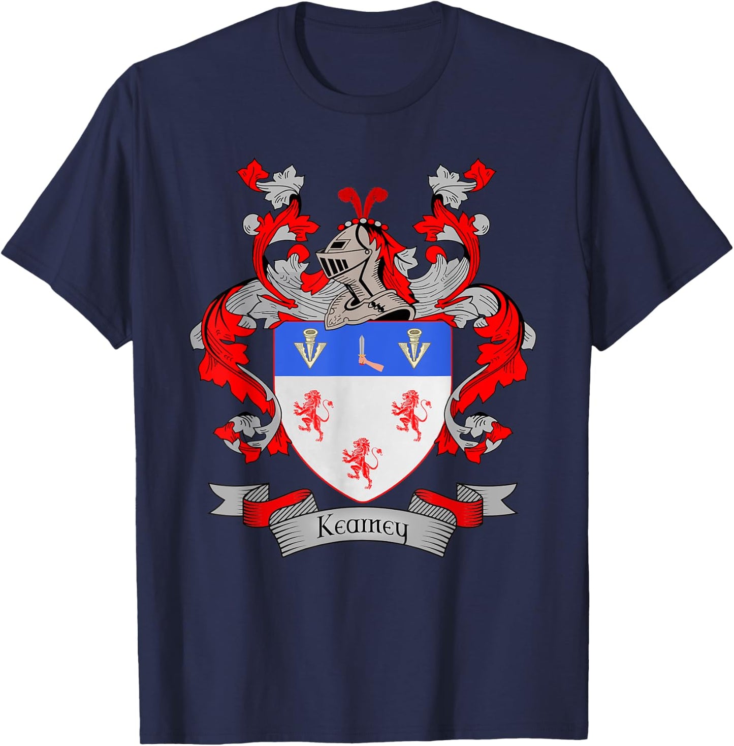 Kearney Coat of Arms | Kearney Surname Family Crest T-Shirt - T-Shirt | Navy