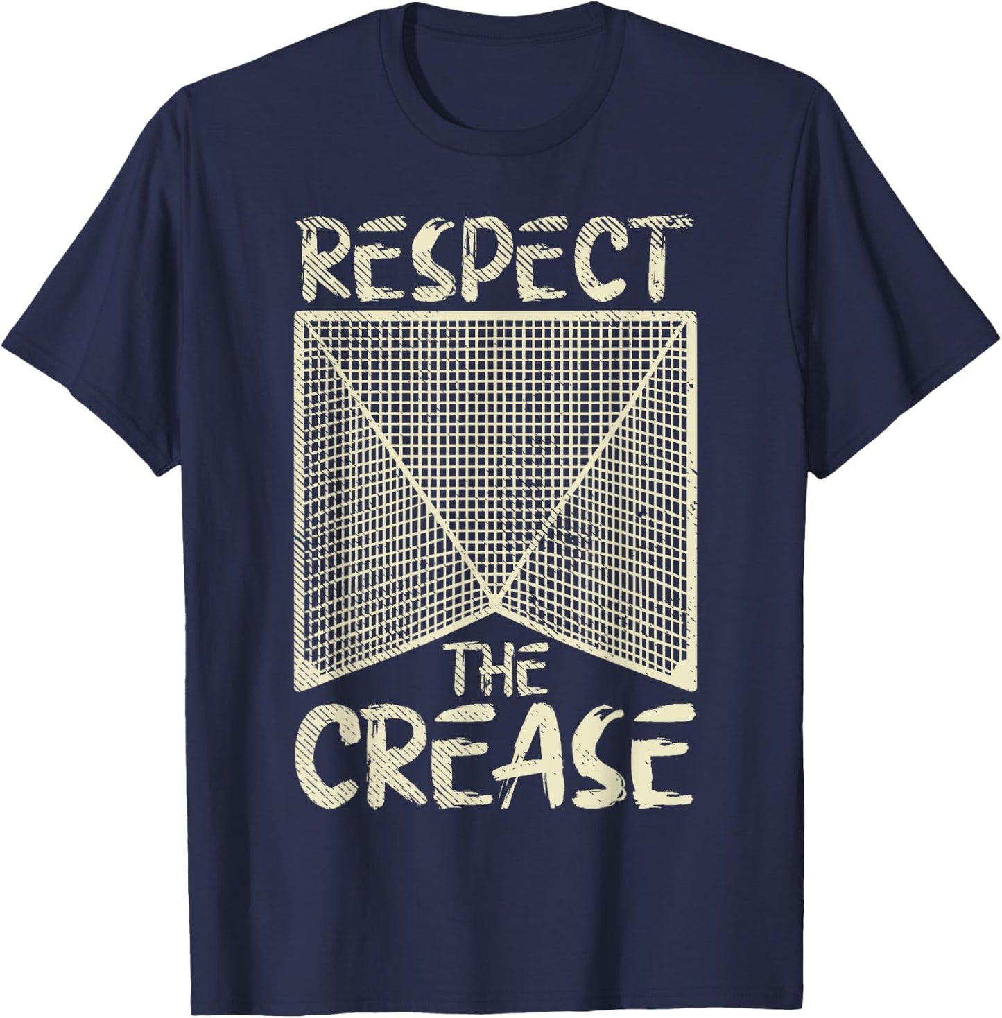 Respect The Crease Lacrosse Lax Goalie Player Gift T-Shirt - T-Shirt | Navy