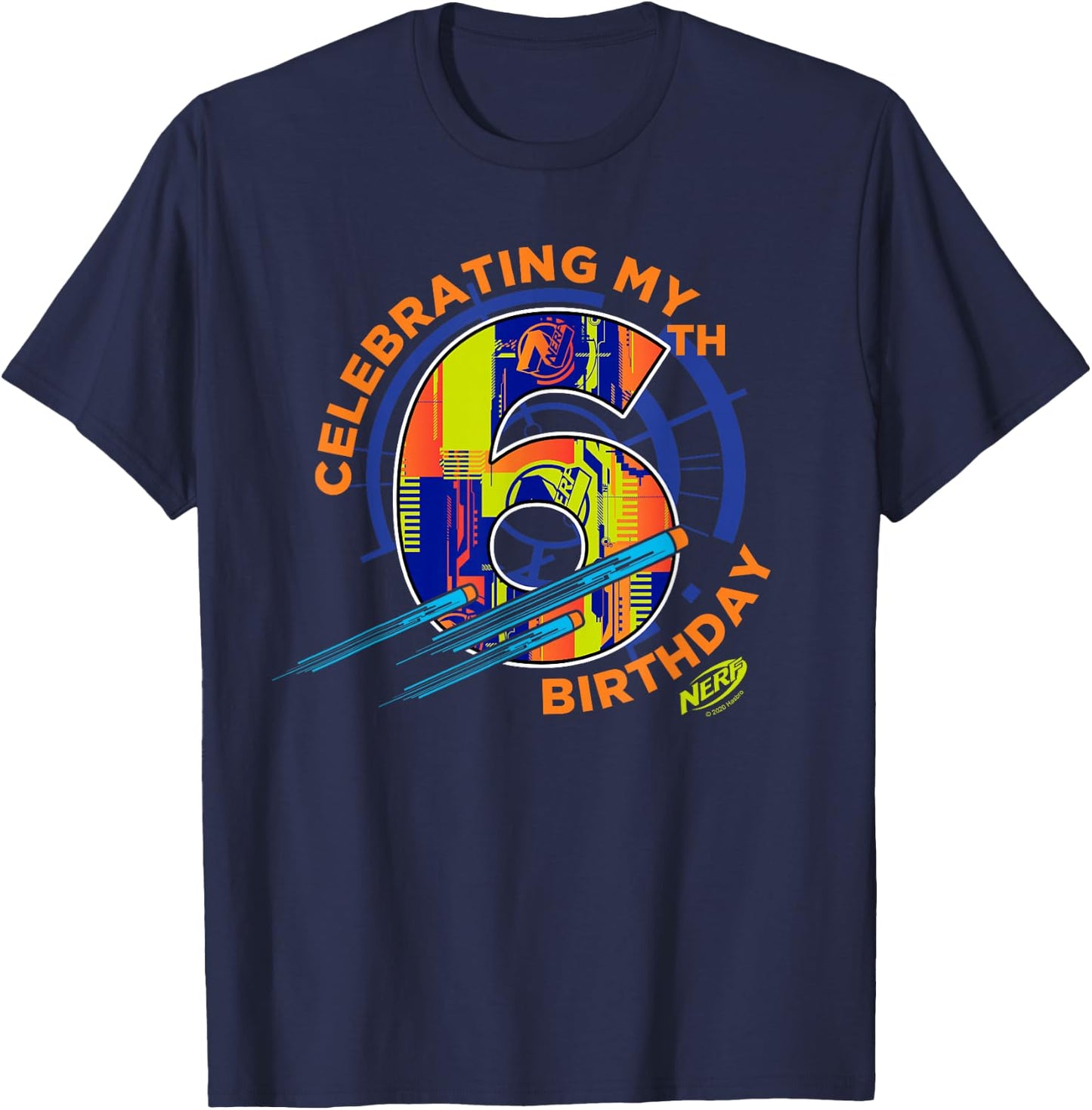 Nerf Celebrating My 6th Birthday Small T-Shirt - T-Shirt | Navy