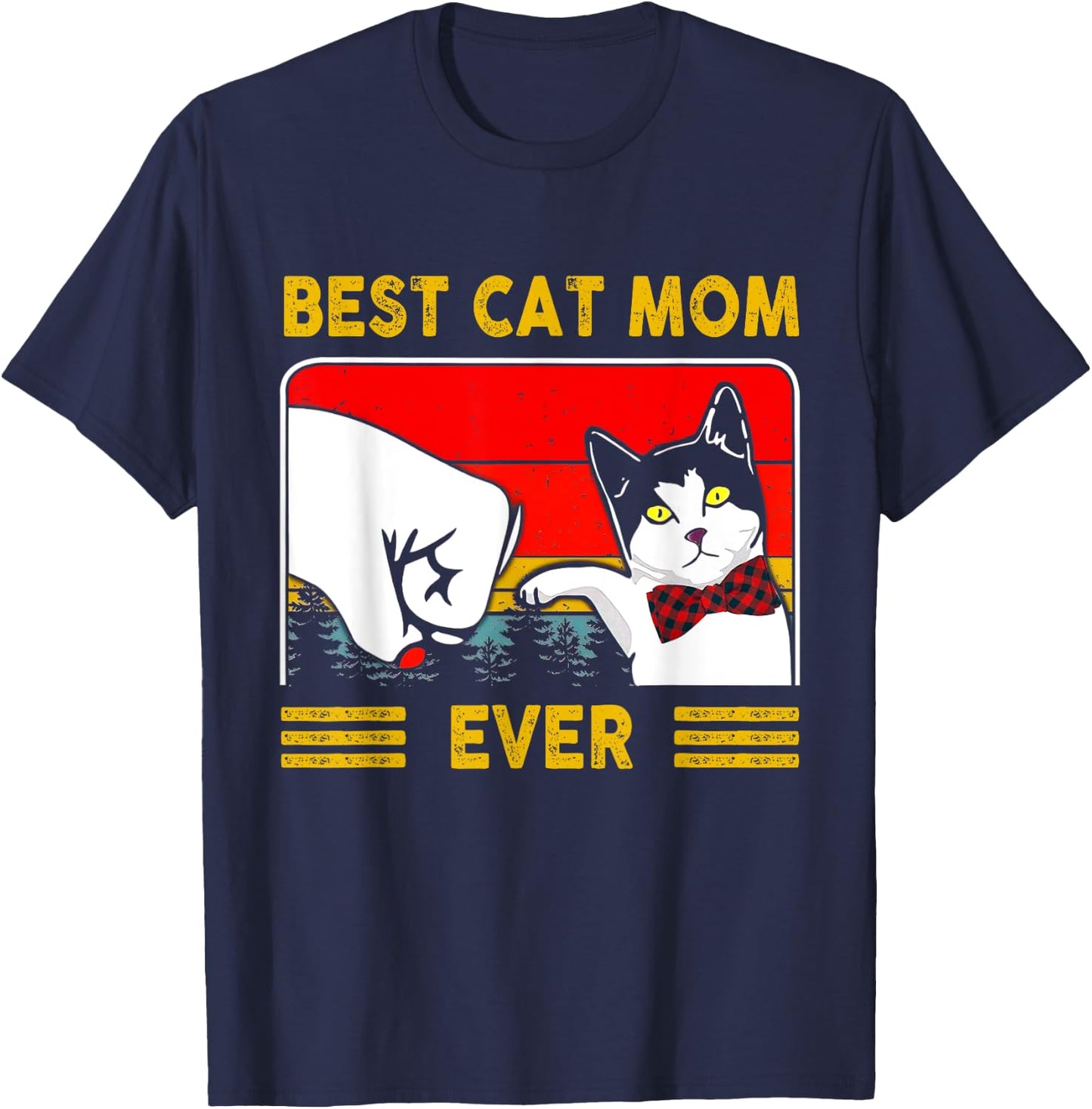 Retro Vintage Best Cat Mom Ever Mother's Day Gifts T-Shirt - T-Shirt | Navy