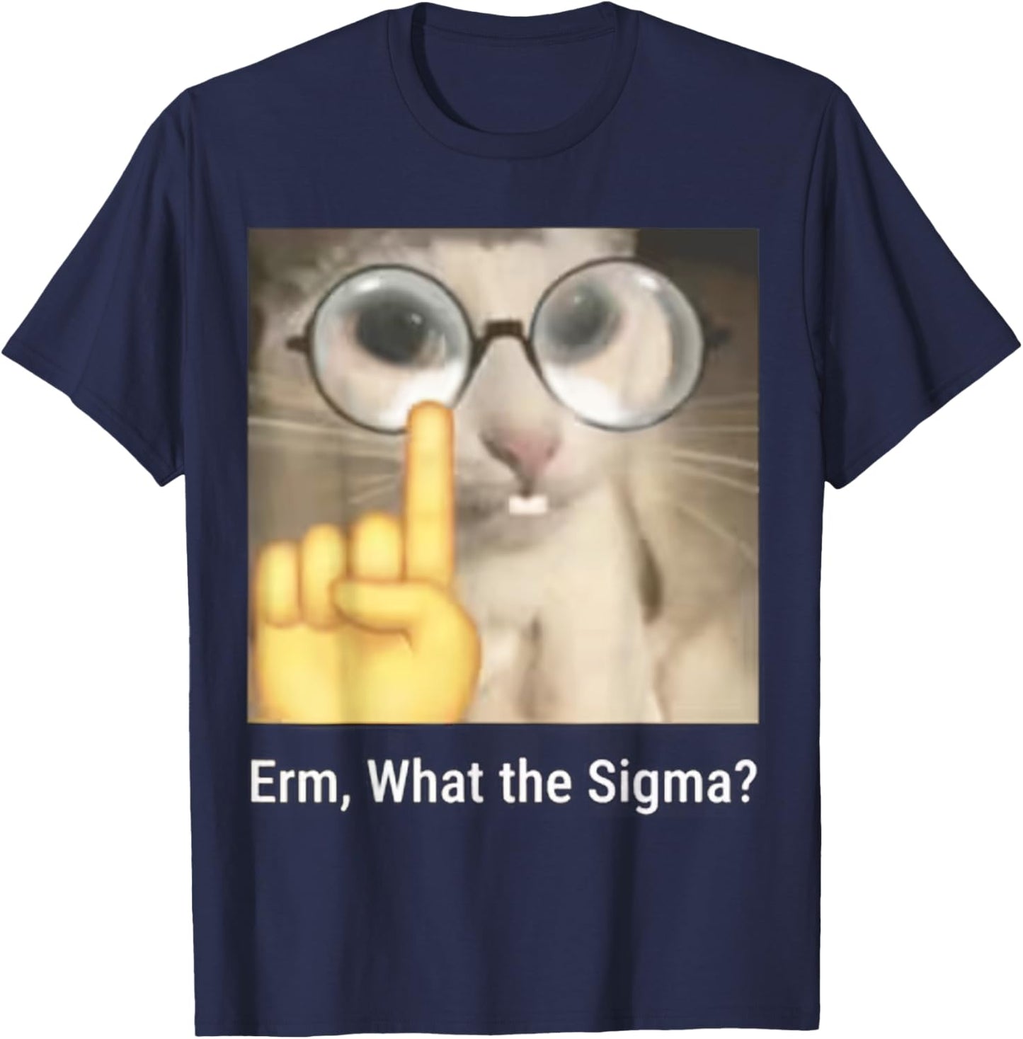 Erm, What The Sigma? Cat Meme Funny T-Shirt - T-Shirt | Navy