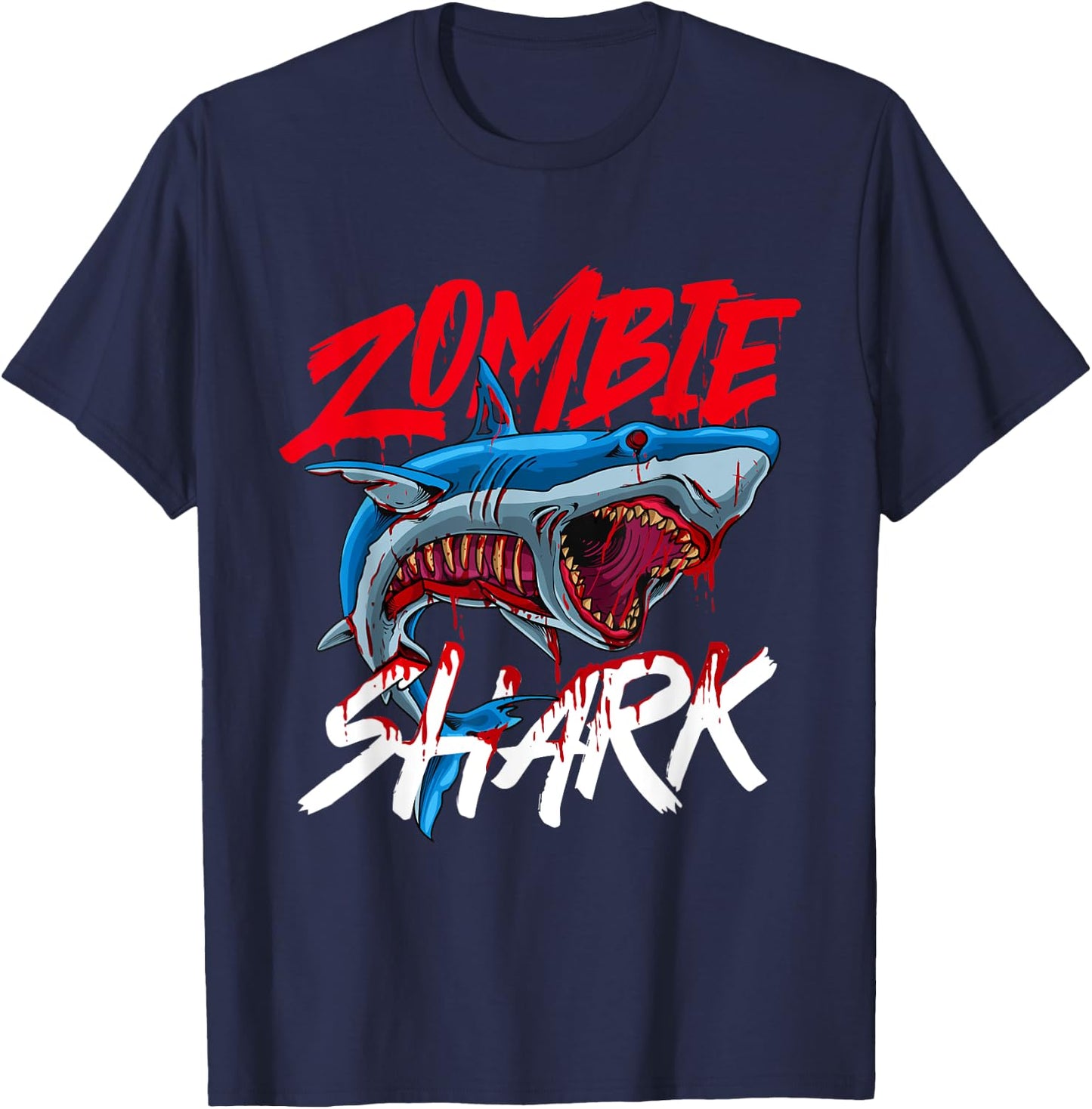 Zombie Shark - Halloween Wildlife Sea Ocean Marine Biologist T-Shirt - T-Shirt | Navy