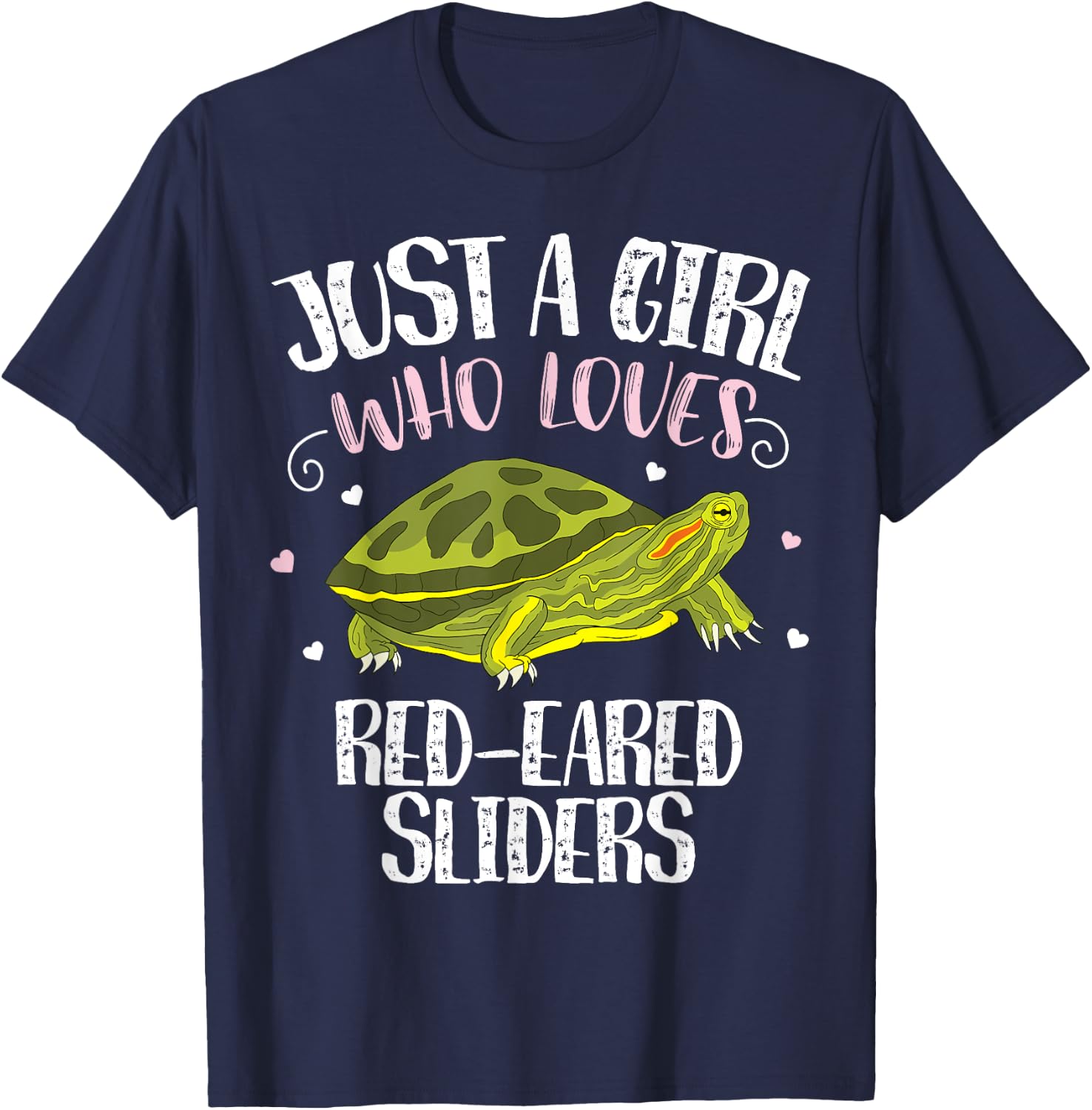 Just A Girl Who Loves Red-Eared Sliders Funny Slider Turtle T-Shirt - T-Shirt | Navy