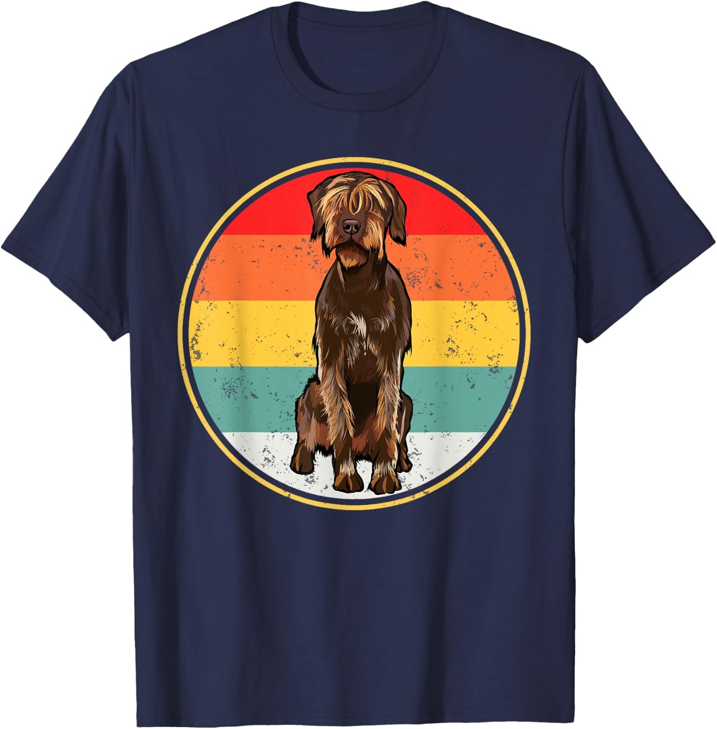 Vintage Retro Sunset Wirehaired Pointing Griffon Dog Women T-Shirt - T-Shirt | Navy