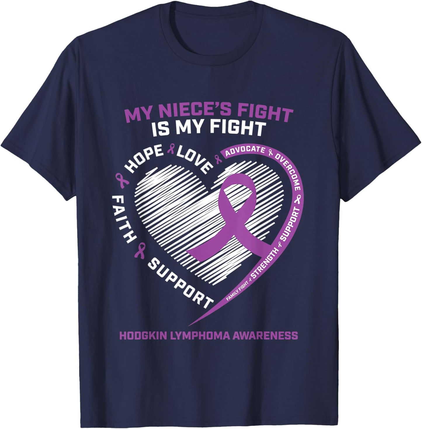 Lymphoma Cancer Shirts Niece Hodgkin's Lymphoma Awareness T-Shirt - T-Shirt | Navy