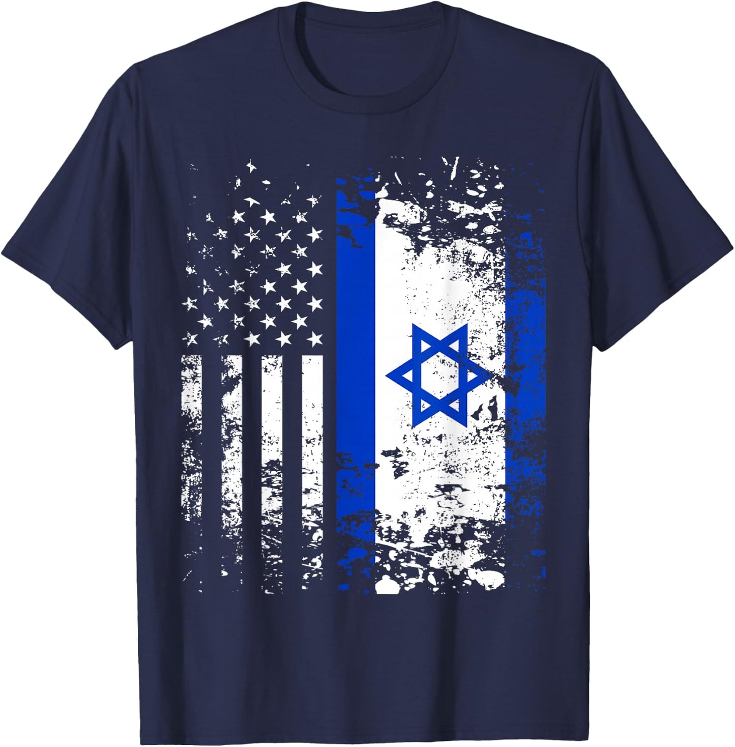 Proud Israeli USA Flag Patriotic Pride American Israel Flag T-Shirt - T-Shirt | Navy