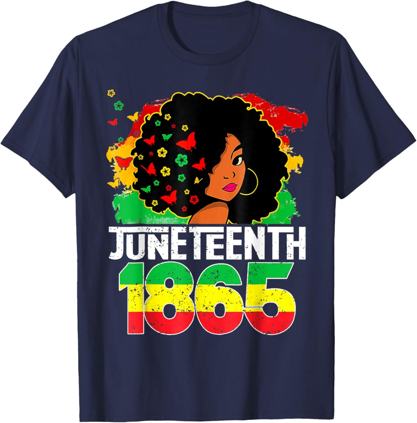 Juneteenth Is My Independence Day Black Women Freedom 1865 T-Shirt - T-Shirt | Navy