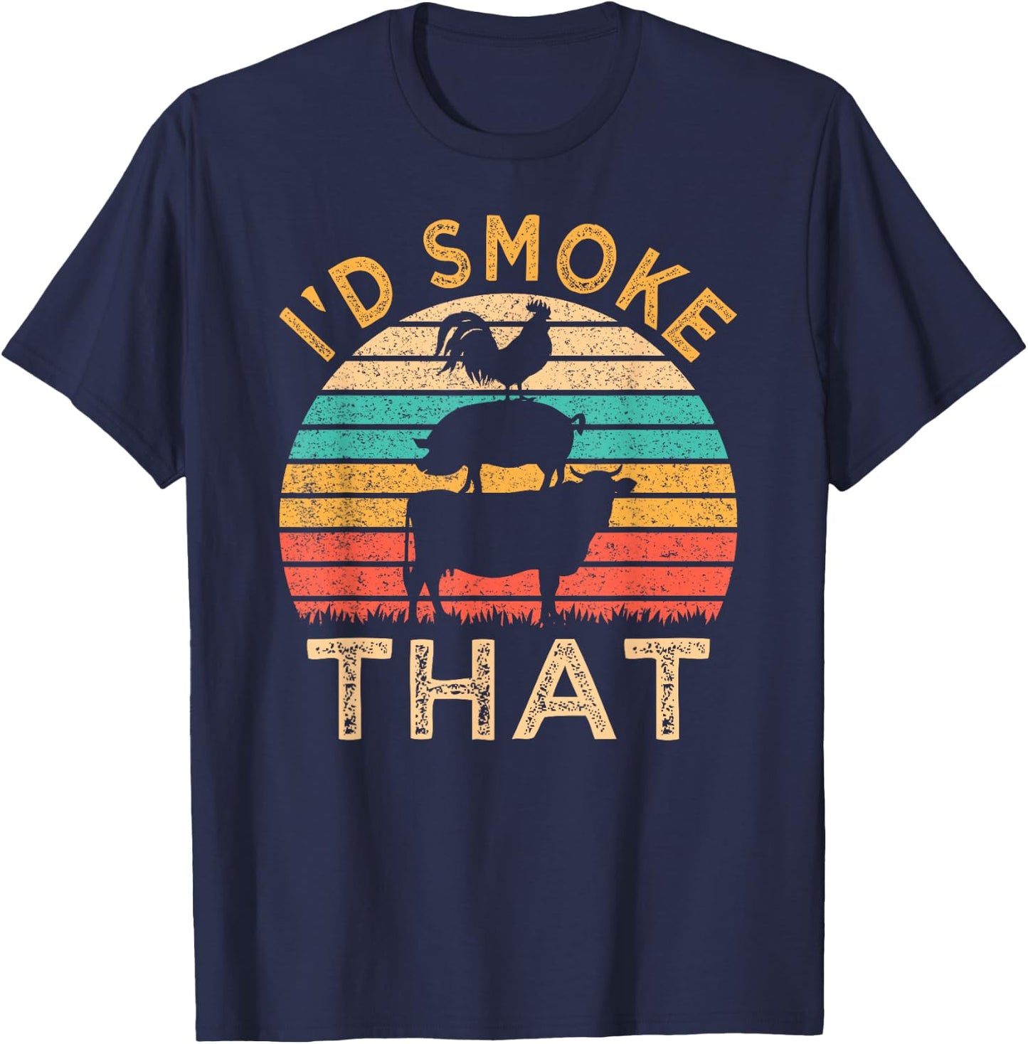 Funny BBQ I'd Smoke That Barbeque Retro Grilling T-Shirt - T-Shirt | Navy