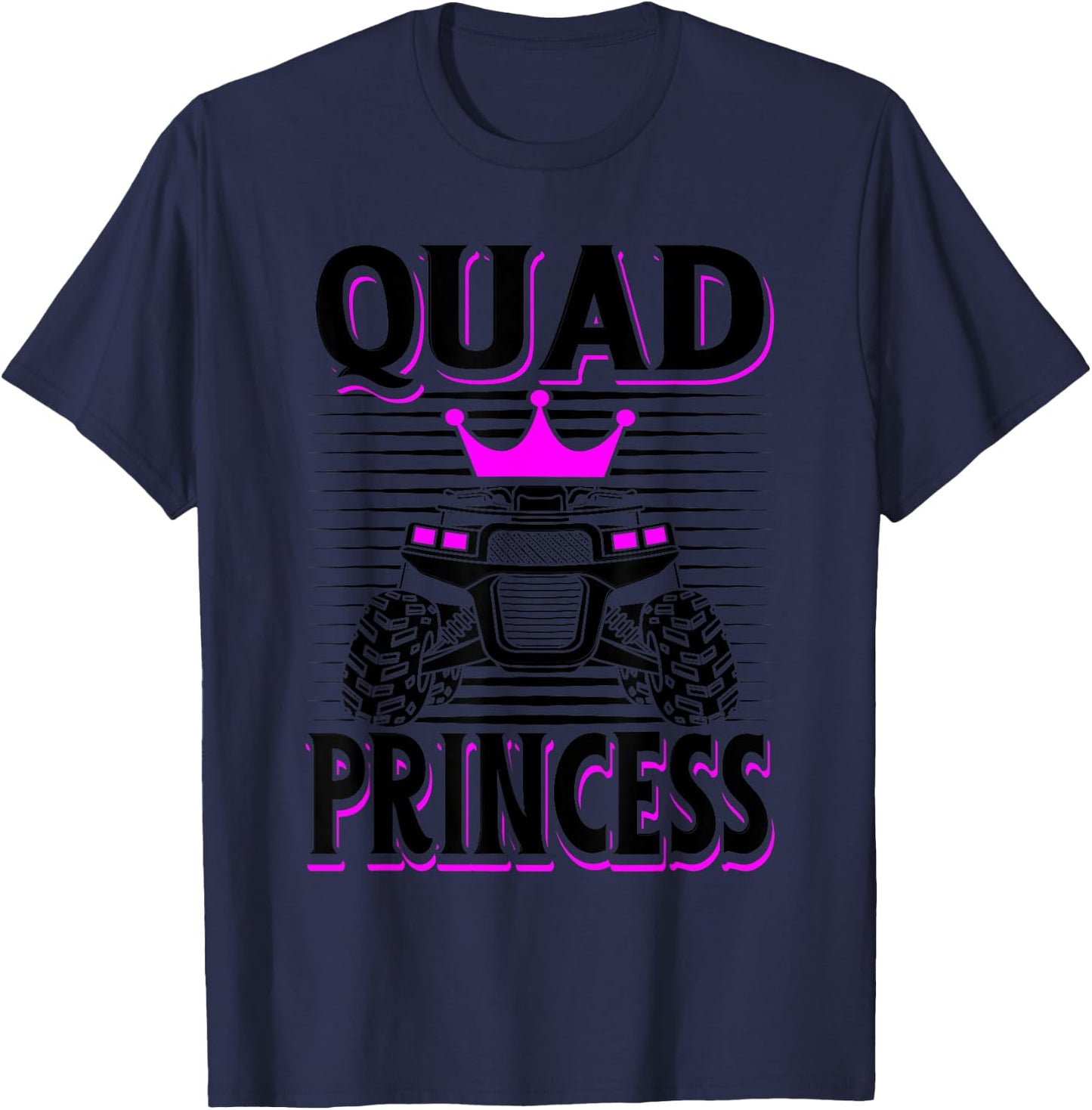 Quad Princess ATV Riding Girls Muddy Four Wheeling Off Road T-Shirt - T-Shirt | Navy