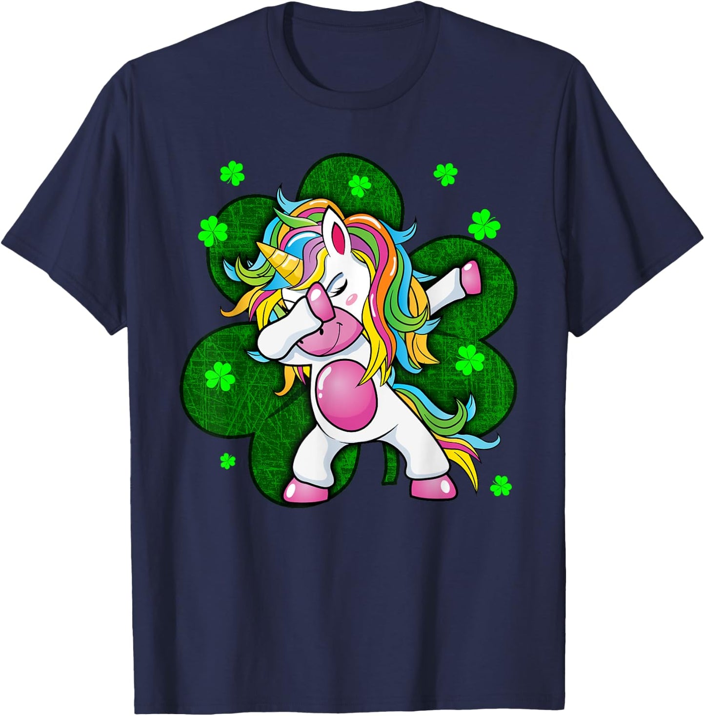 Girls St Patricks Day Outfit - Funny Dabbing Unicorn Women T-Shirt - T-Shirt | Navy