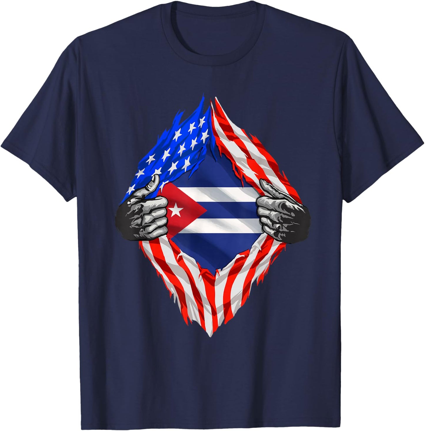 Cuba Shirt American Cuban Flag Hispanic Pride Cubans Roots T-Shirt - T-Shirt | Navy