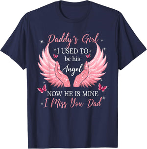 Daddy Girl I Used to be his Angel Now he is Mine T-Shirt - T-Shirt | Navy