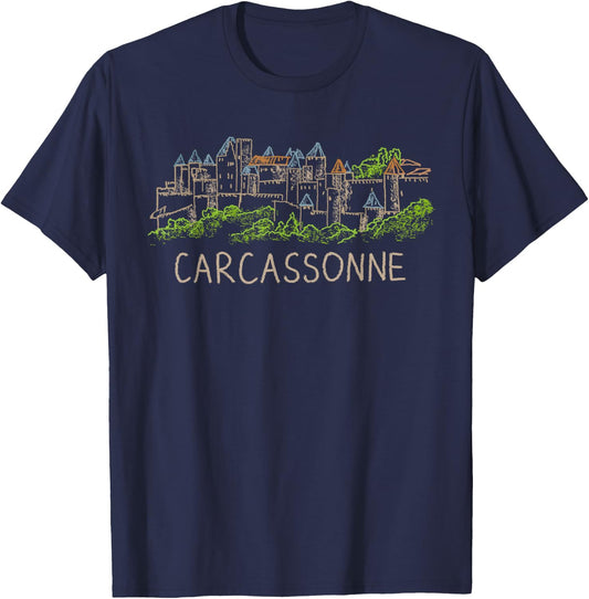 Carcassonne France art gift Men Women T-Shirt - T-Shirt | Navy
