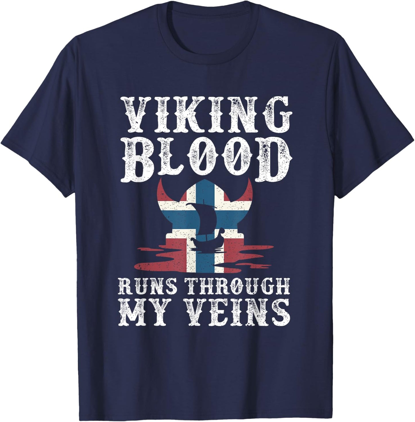 Northern Viking Norwegian Blood Norway T-Shirt - T-Shirt | Navy
