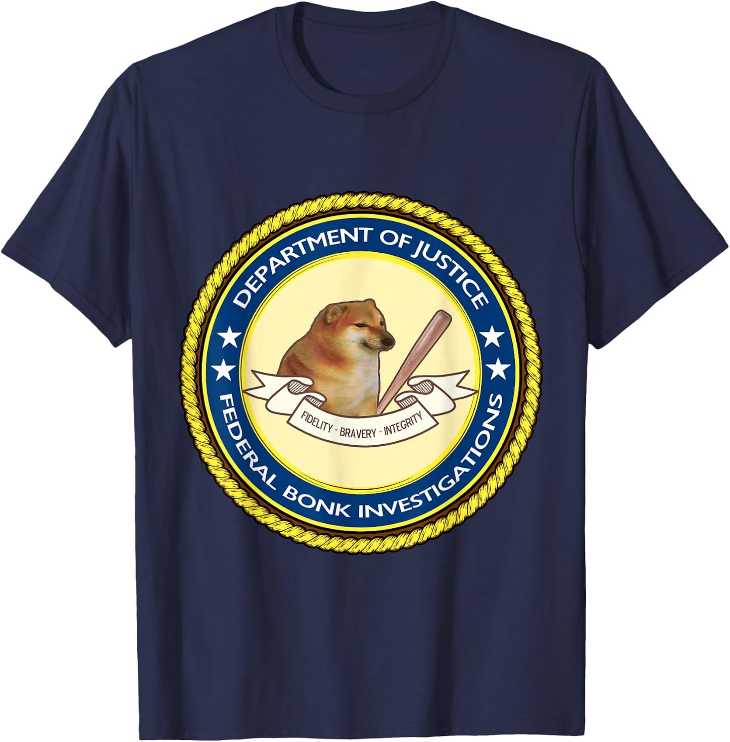 Federal Bonk Investigations - Cheems Doge Meme T-Shirt - T-Shirt | Navy