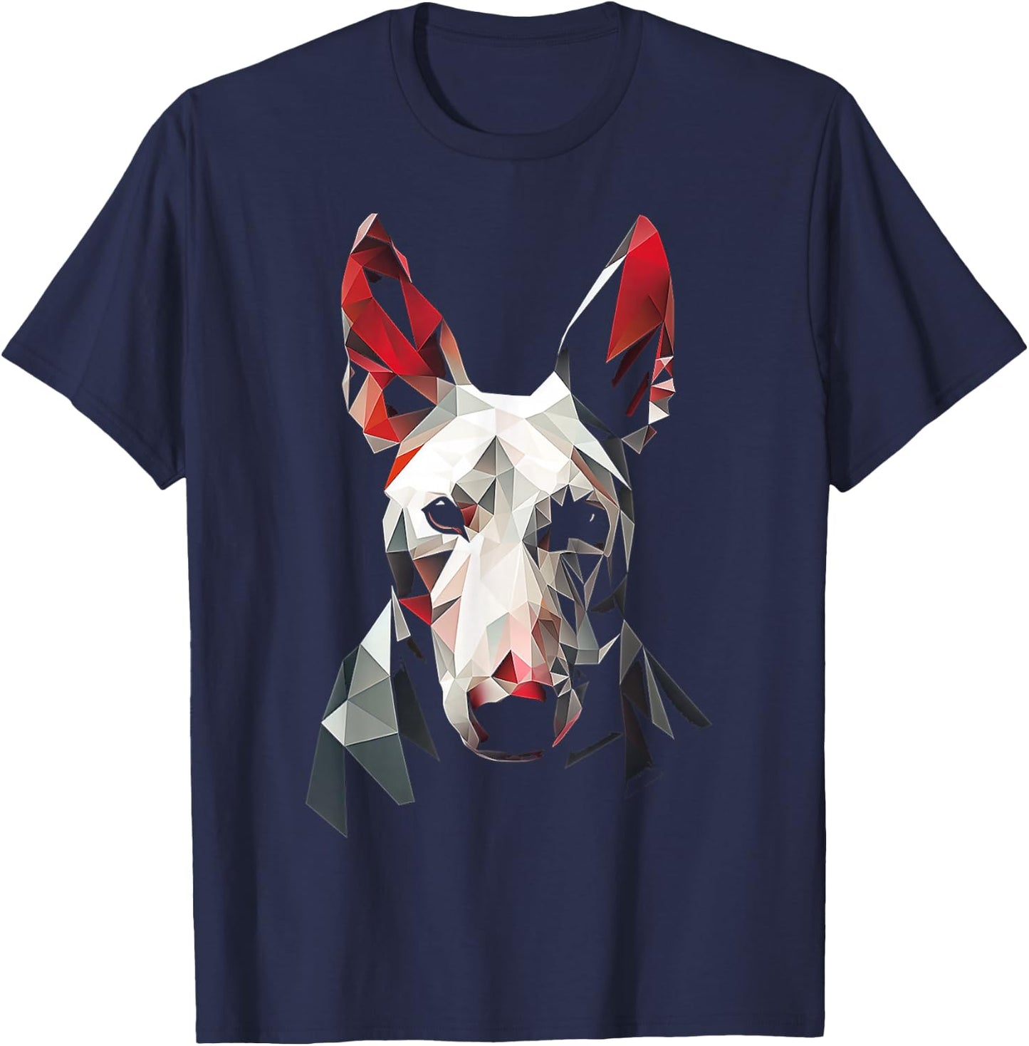 Bull Terrier Polygon Animal Pet Face Art Graphic Dog Women Kids T-Shirt - T-Shirt | Navy