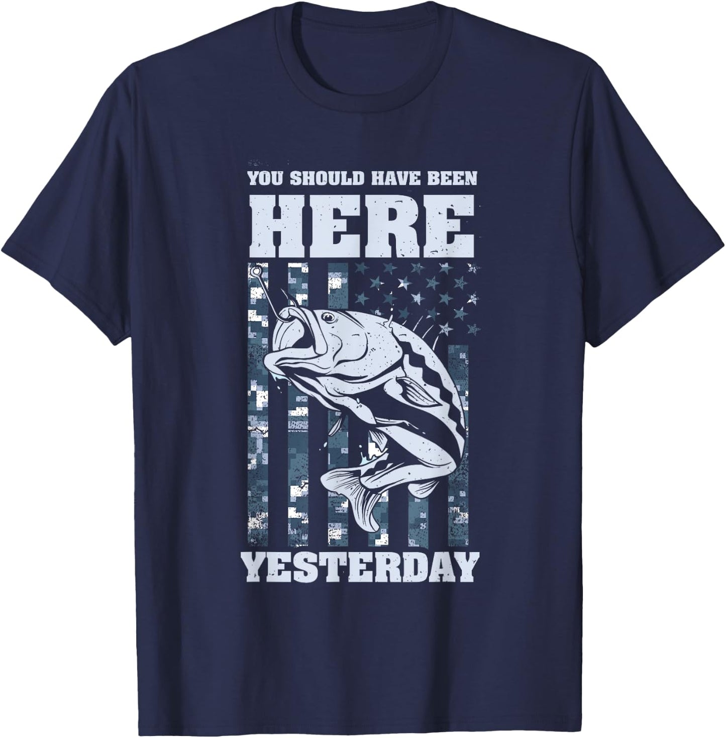 Should have been here Yesterday - Ice Fishing Tip Up Flag T-Shirt - T-Shirt | Navy