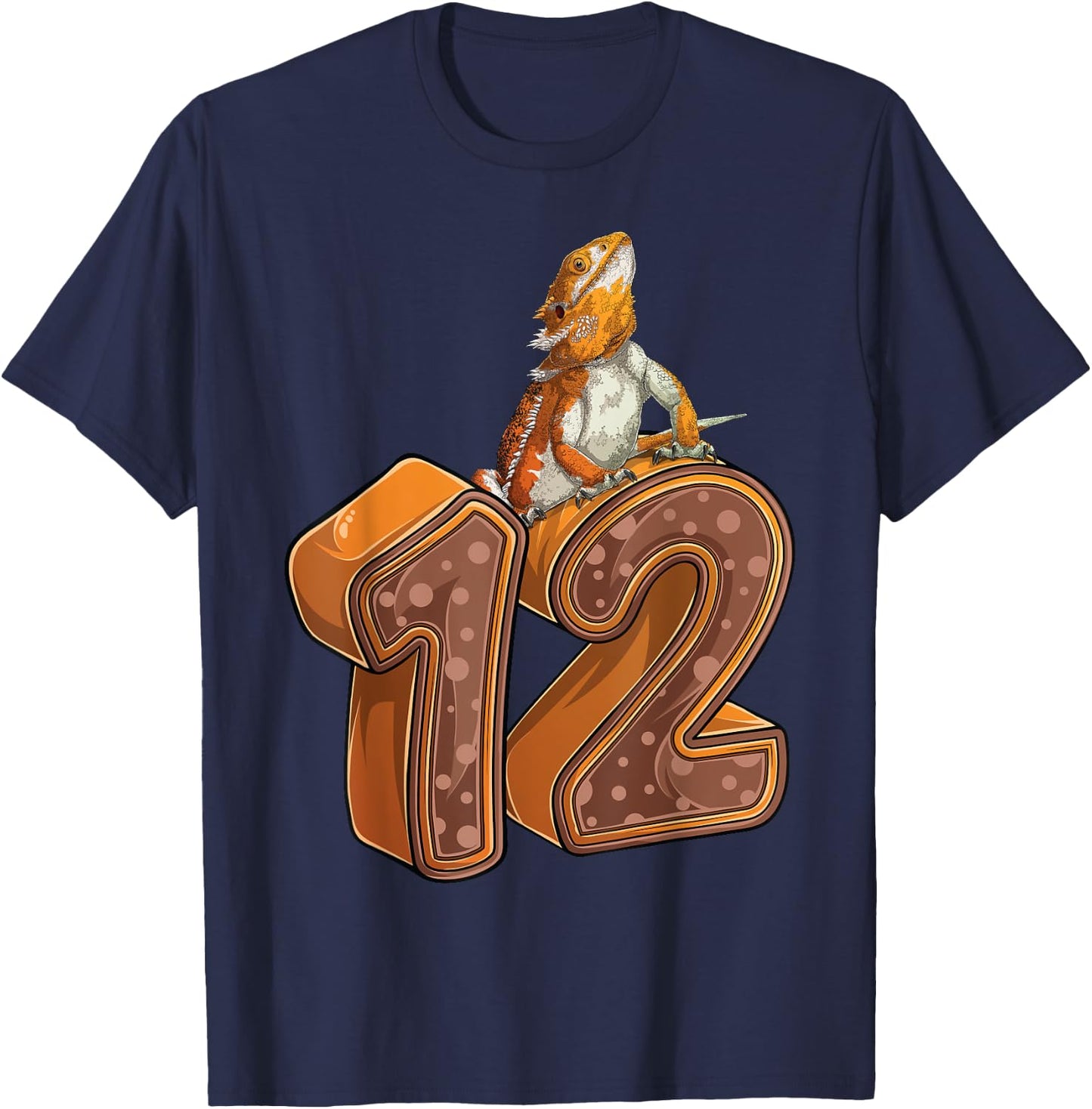 12 Year Old Bearded dragon Reptile 12th Birthday Party B-day T-Shirt - T-Shirt | Navy