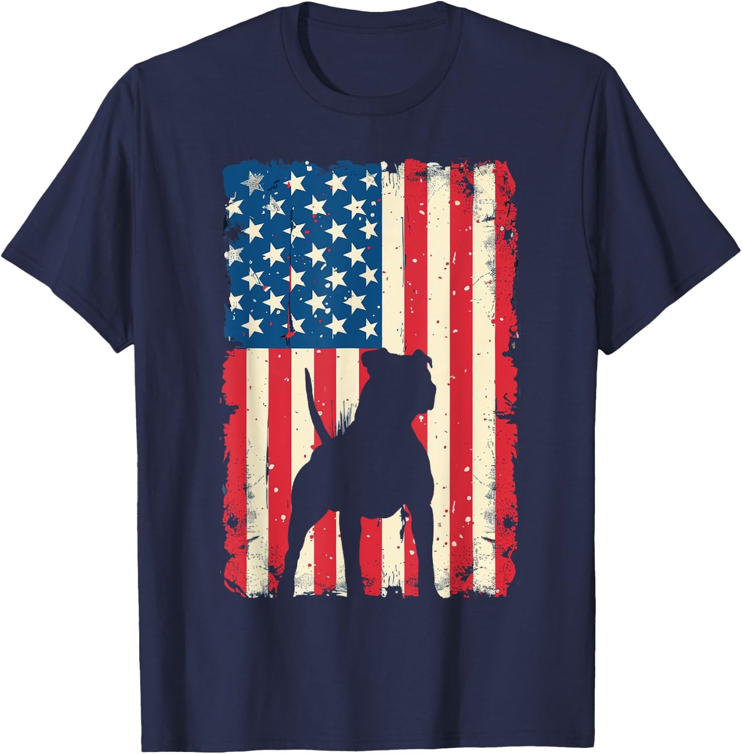 Patriotic Pitbull Dog Lover 4th of July USA American Flag Women Kids T-Shirt - T-Shirt | Navy