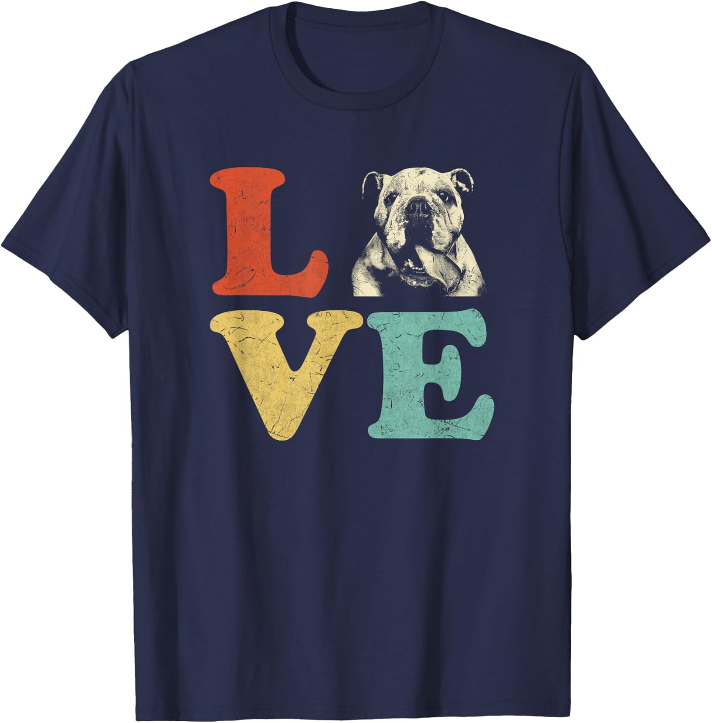 I Love My Bulldog English Bulldog Dog Lovers T-Shirt - T-Shirt | Navy