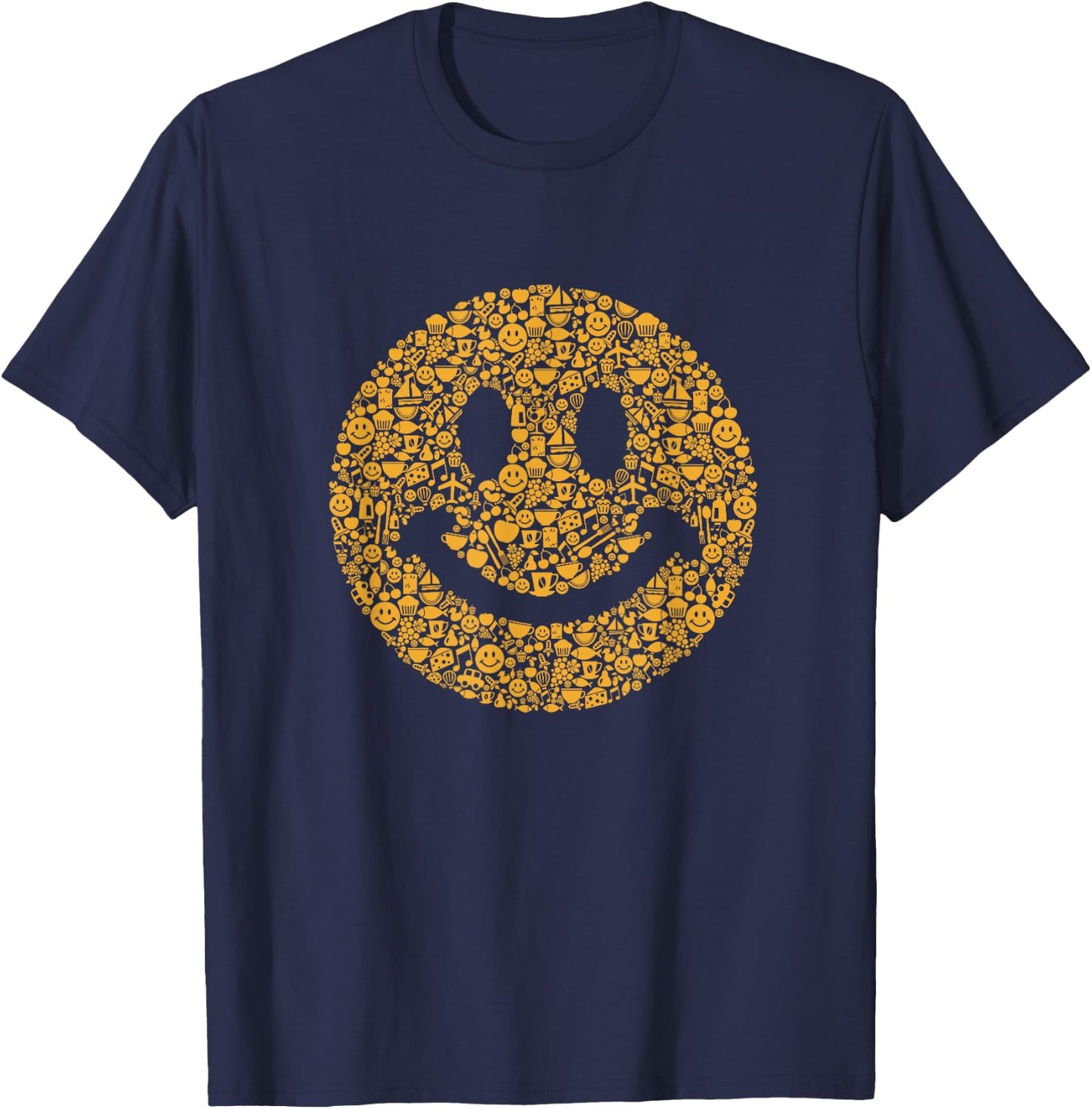 Funny Smiling Art Coffee Cheese Cupcakes Apples Airplane T-Shirt - T-Shirt | Navy